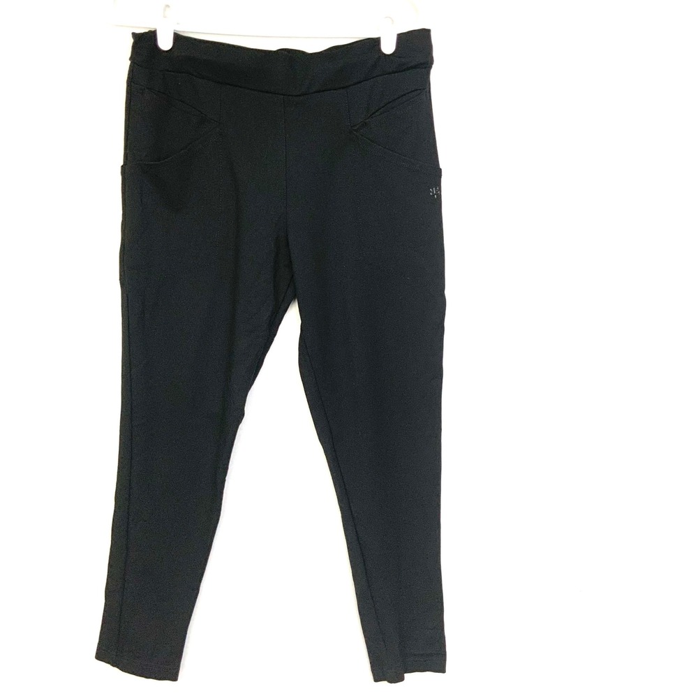 Betabrand Sz Large Black Journey DPYP Dress Yoga Pants Pull On Pockets Office